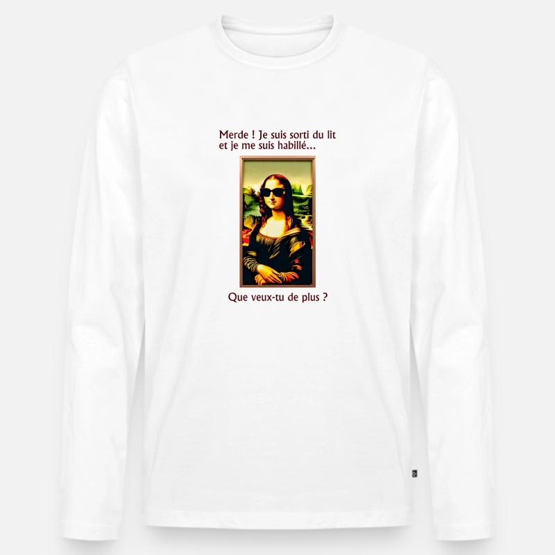 Mona Lisa - Männer Premium Bio Langarmshirt - Weiß
