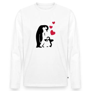 Pingouin papa / maman - bébé - T-shirt manches longues Premium bio Homme - blanc - Devant - Nico (187cm)