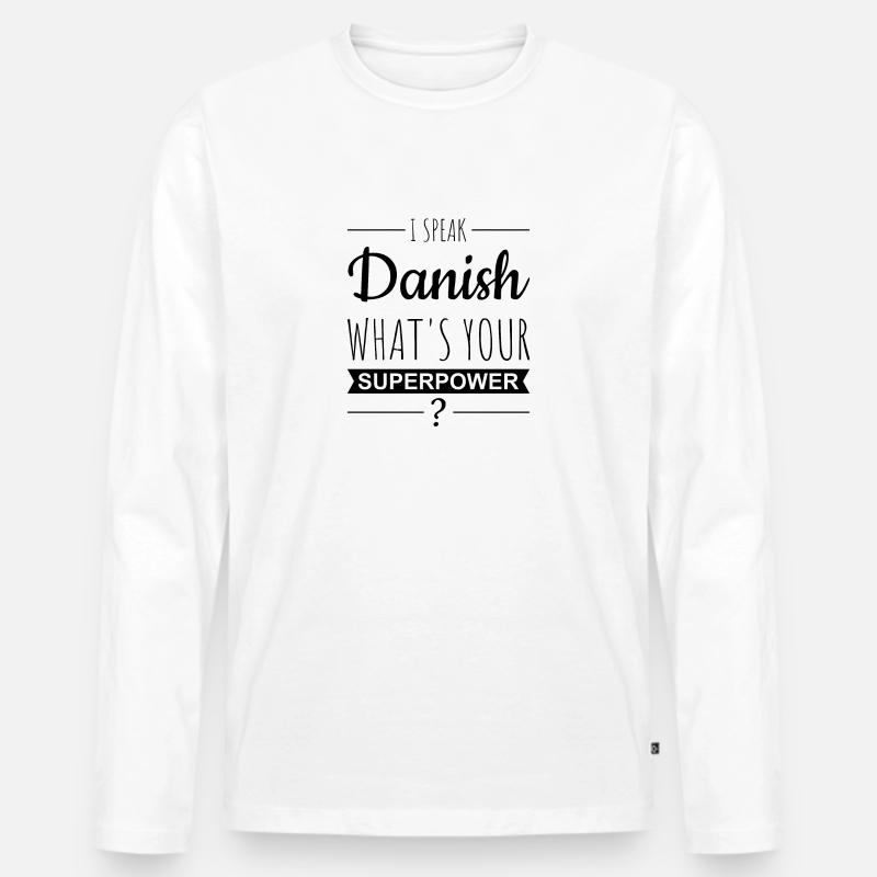 DANISH - Superpower - Männer Premium Bio Langarmshirt - Weiß