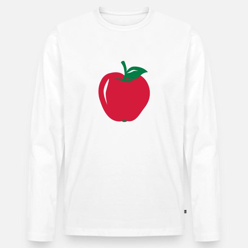 Apfel - Männer Premium Bio Langarmshirt - Weiß