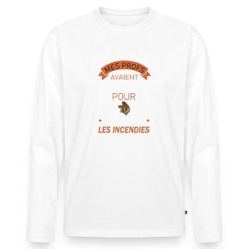 Mes profs avaient tort t-shirt pompier - T-shirt manches longues Premium bio Homme - blanc - Devant - Nico (187cm)