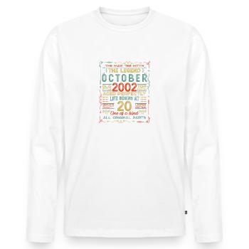 Octobre 2002 - Cadeau de 20e anniversaire. Légende. - T-shirt manches longues Premium bio Homme - blanc - Devant - Nico (187cm)