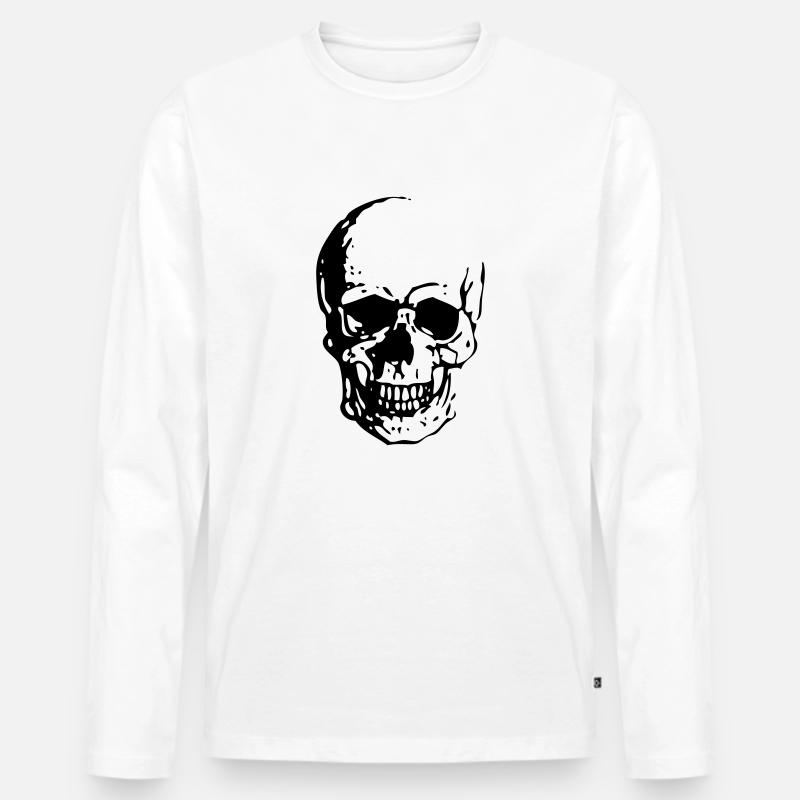 Skull - Männer Premium Bio Langarmshirt - Weiß