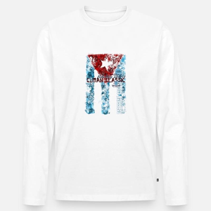Cuban Classic Flagg - Männer Premium Bio Langarmshirt - Weiß