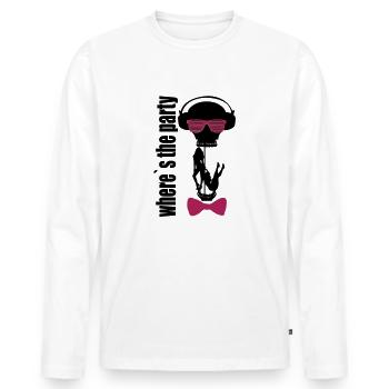 where's the party - Männer Premium Bio Langarmshirt - Weiß - Vorne - Nico (187cm)