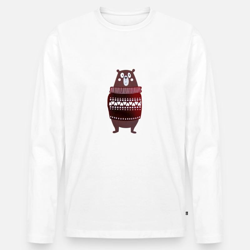 Weihnachtsbär - Männer Premium Bio Langarmshirt - Weiß