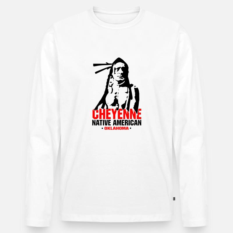 cheyenne native american - Männer Premium Bio Langarmshirt - Weiß