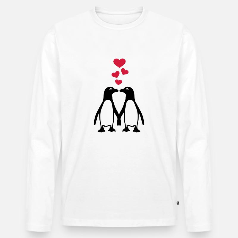 Pinguin - Männer Premium Bio Langarmshirt - Weiß