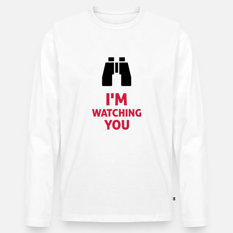 I'm Watching You - Männer Premium Bio Langarmshirt - Weiß