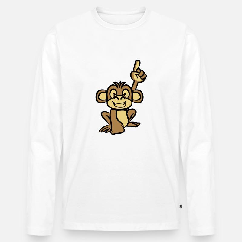 affe lustig zeigefinger - Männer Premium Bio Langarmshirt - Weiß