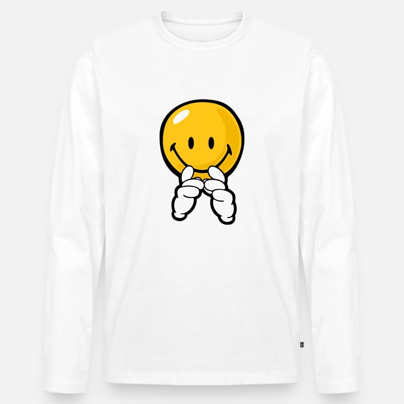 Smiley Confidence Expectation - Männer Premium Bio Langarmshirt - Weiß