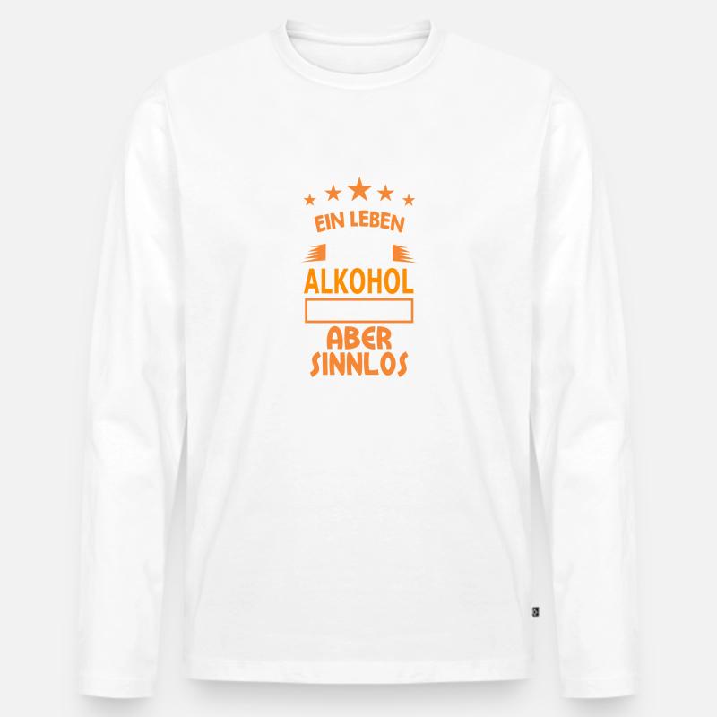 alkohol - Männer Premium Bio Langarmshirt - Weiß