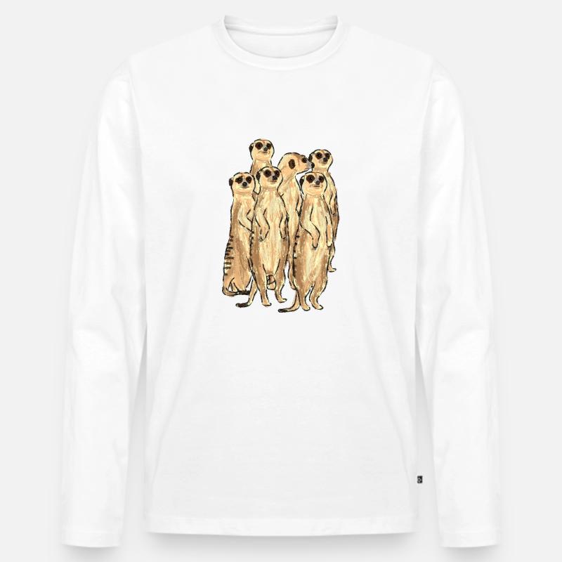 Erdmännchen / Meerkat Design - Männer Premium Bio Langarmshirt - Weiß