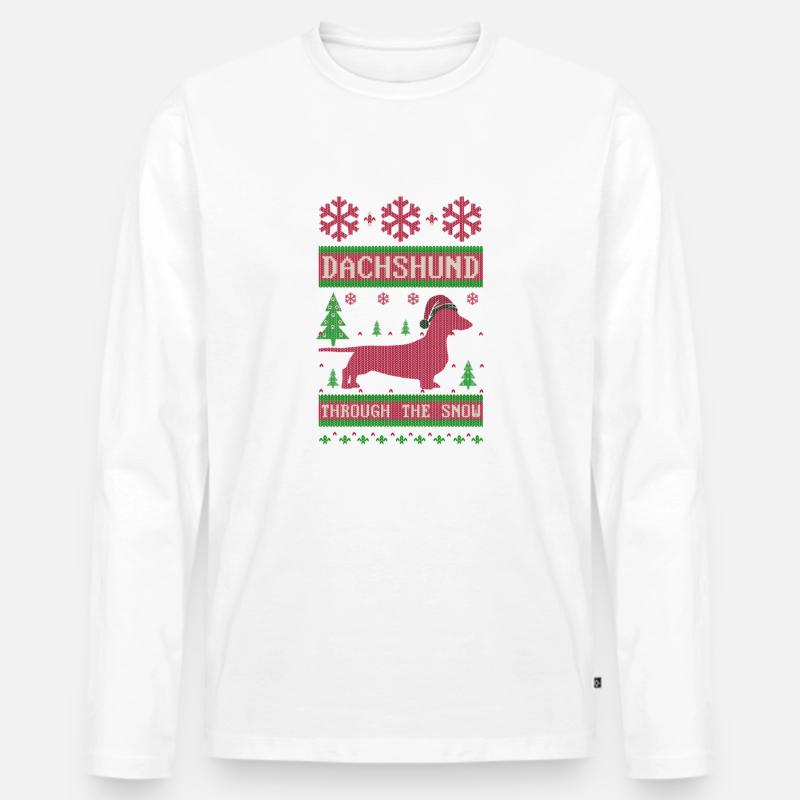 Weihnachtsdackel Dackel - Männer Premium Bio Langarmshirt - Weiß