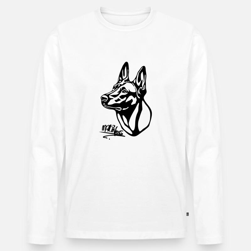 Malinois withoutBackground text - Männer Premium Bio Langarmshirt - Weiß