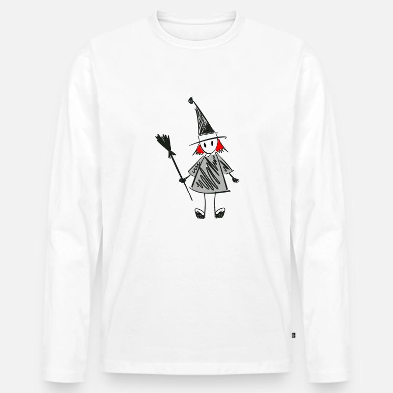 Stilisiertes Hexendesign - Männer Premium Bio Langarmshirt - Weiß