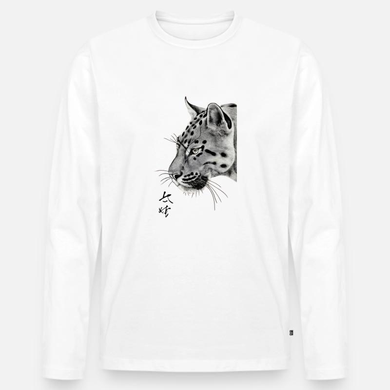 Tiger - Männer Premium Bio Langarmshirt - Weiß