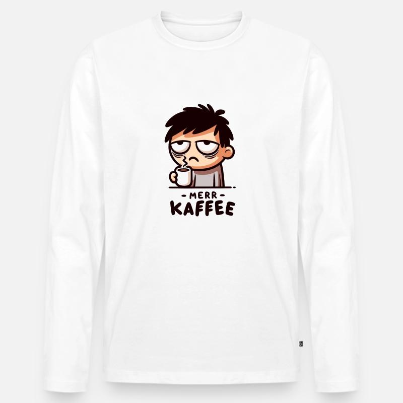 Kaffee Liebhaber - Männer Premium Bio Langarmshirt - Weiß