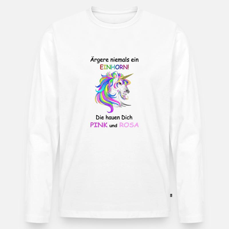 Einhörner nicht Ärgern - Männer Premium Bio Langarmshirt - Weiß