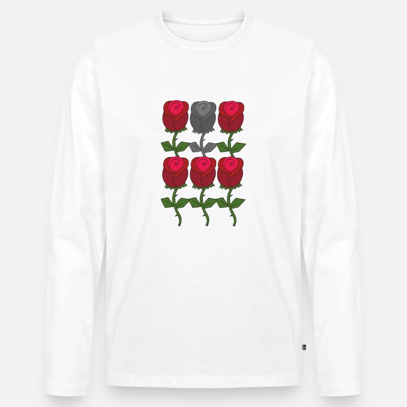 rose rot grau - Männer Premium Bio Langarmshirt - Weiß