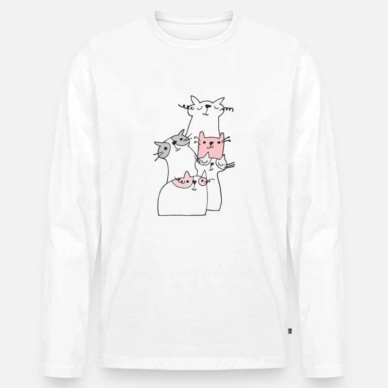 katzen treffen - Männer Premium Bio Langarmshirt - Weiß