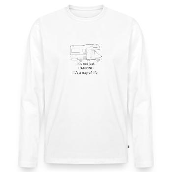 CAMPING is a way of life - Männer Premium Bio Langarmshirt - Weiß - Vorne - Nico (187cm)