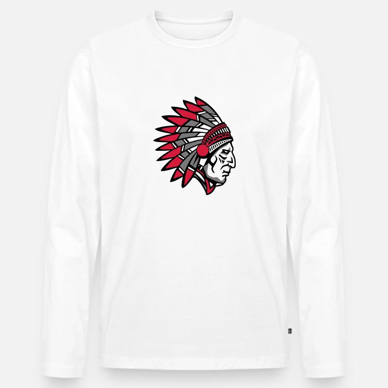 Indian Indianer - Männer Premium Bio Langarmshirt - Weiß