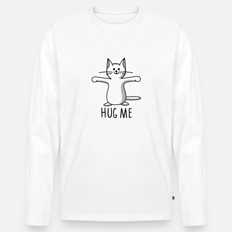 Hug me - Katze (a) - Männer Premium Bio Langarmshirt - Weiß