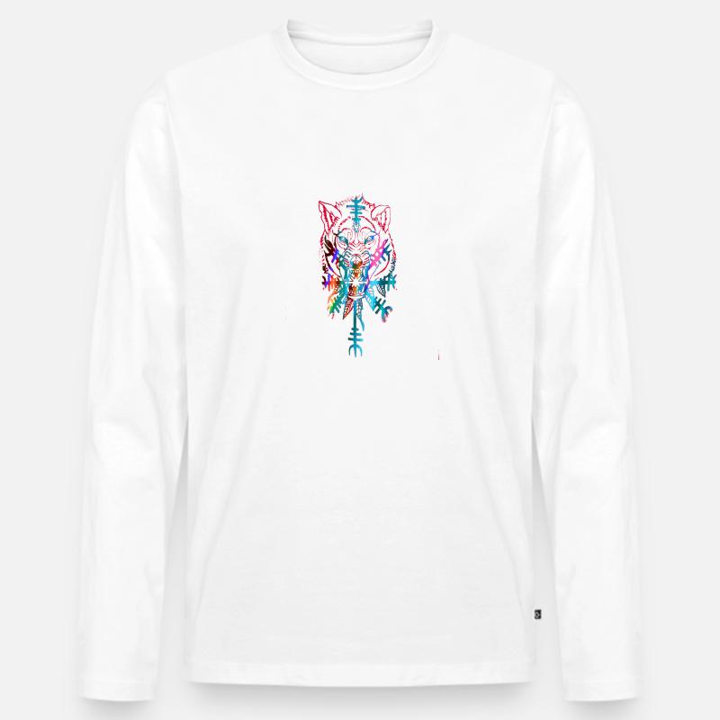 Wolf, Wikinger, germanen, asgard,Walhalla - Männer Premium Bio Langarmshirt - Weiß