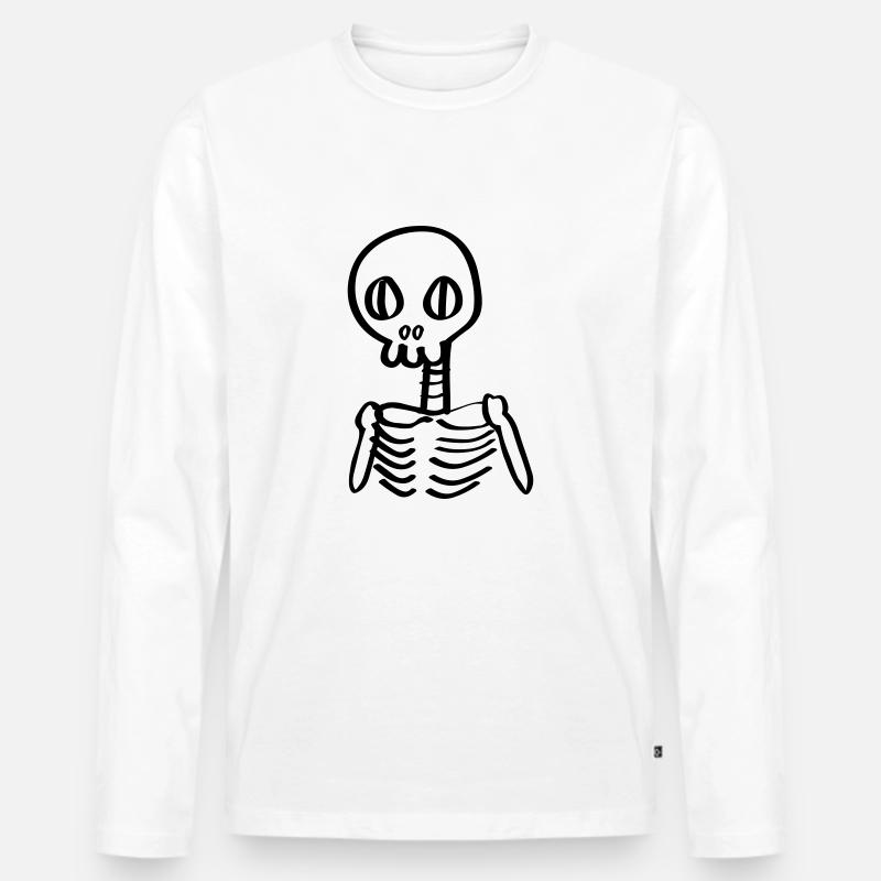 Gerippe Skelett Comic Halloween - Männer Premium Bio Langarmshirt - Weiß