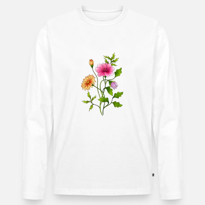 Blumen - Männer Premium Bio Langarmshirt - Weiß