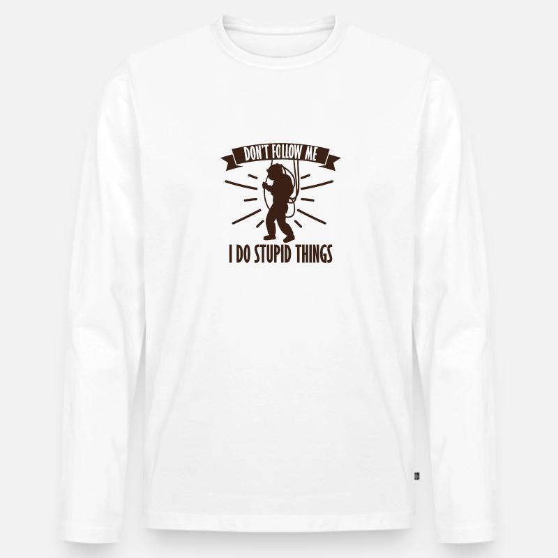 Divers do stupid things - Männer Premium Bio Langarmshirt - Weiß