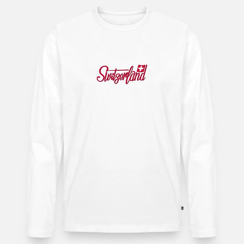 Schweiz - Männer Premium Bio Langarmshirt - Weiß