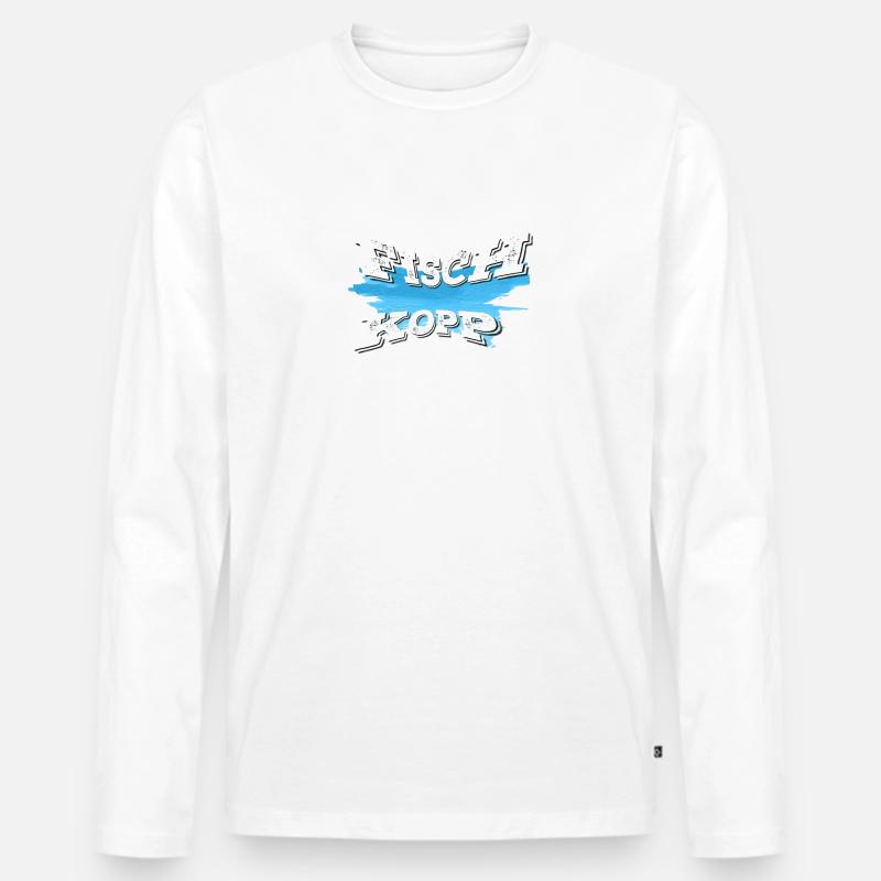 Fischkopp 4 - Männer Premium Bio Langarmshirt - Weiß