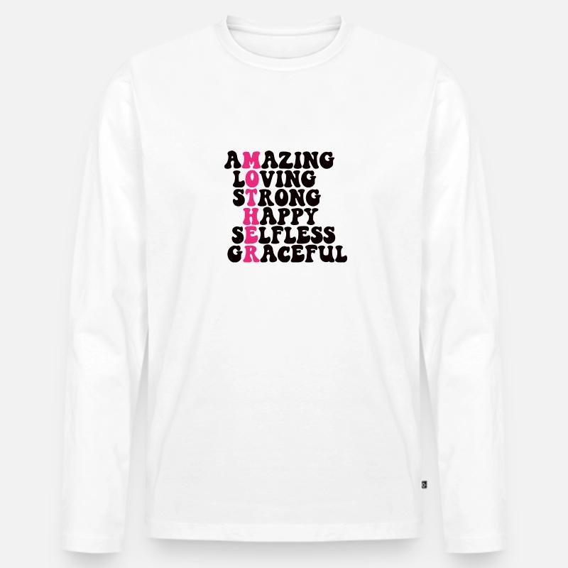 Beste Mutter Mama Eltern Geburt - Männer Premium Bio Langarmshirt - Weiß