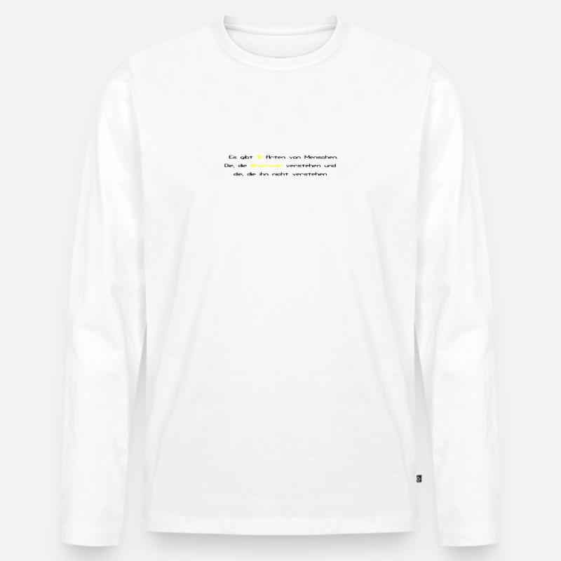 Binary Joke - Männer Premium Bio Langarmshirt - Weiß