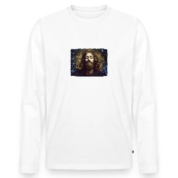 Jésus - T-shirt manches longues Premium bio Homme - blanc - Devant - Nico (187cm)