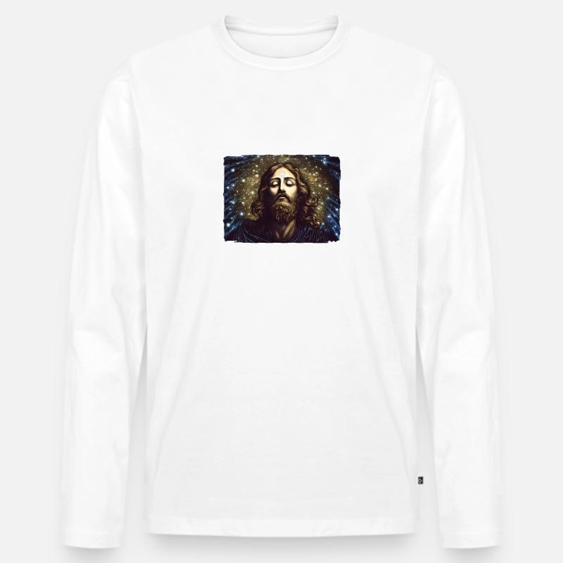 Jesus - Männer Premium Bio Langarmshirt - Weiß