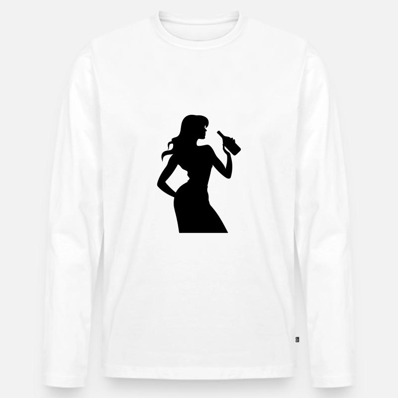 Frau Spass Silhouette - Männer Premium Bio Langarmshirt - Weiß