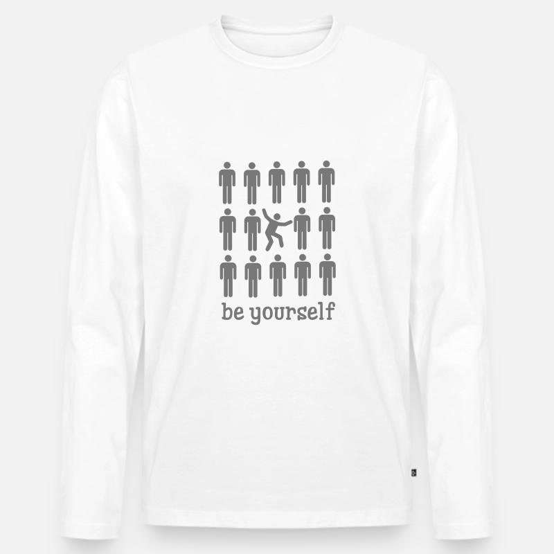 Be Yourself - Männer Premium Bio Langarmshirt - Weiß