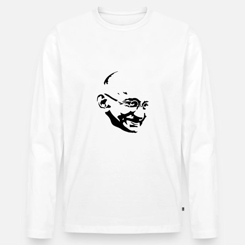 Gandhi - Männer Premium Bio Langarmshirt - Weiß