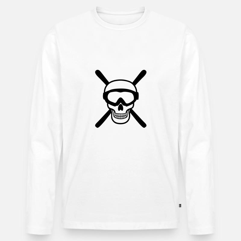 Ski Totenkopf - Männer Premium Bio Langarmshirt - Weiß