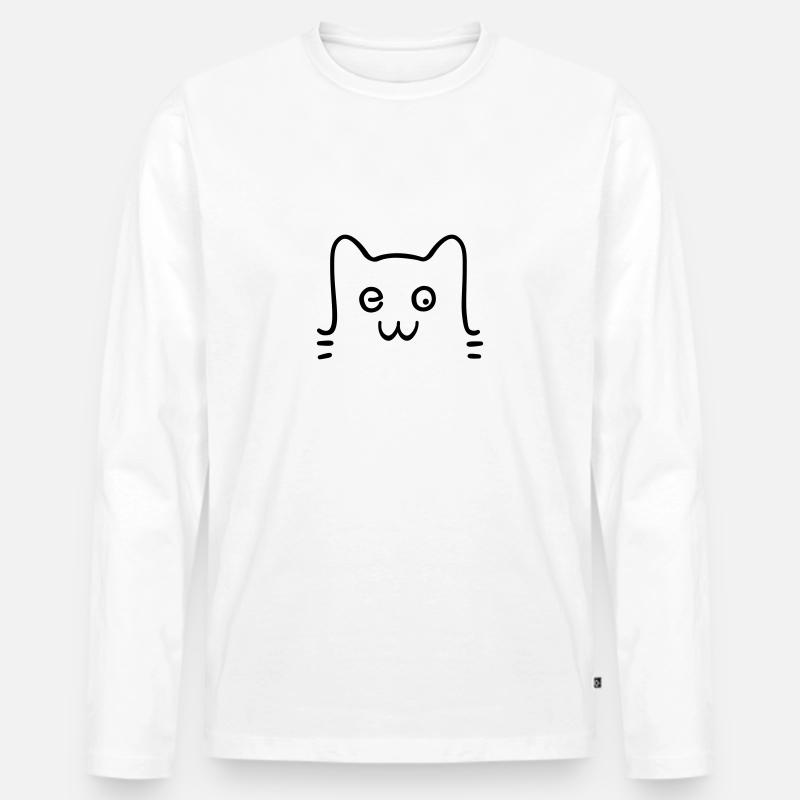 Katze meow - Männer Premium Bio Langarmshirt - Weiß