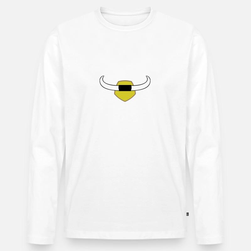 Bison Hörner Stier - Männer Premium Bio Langarmshirt - Weiß