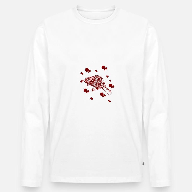 Marder - Hermelin - Wiesel - Männer Premium Bio Langarmshirt - Weiß