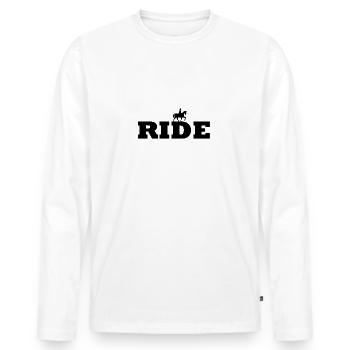 Monter à cheval cavalier faire du cheval fer à cheval - T-shirt manches longues Premium bio Homme - blanc - Devant - Nico (187cm)