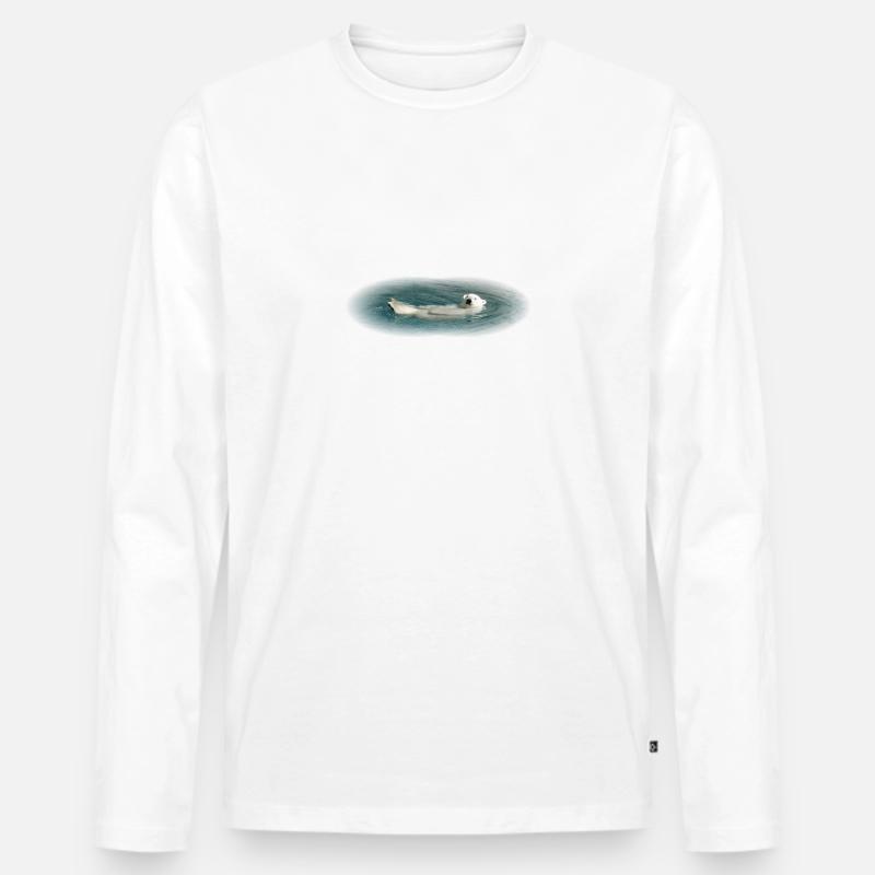 Badender Eisbär - Männer Premium Bio Langarmshirt - Weiß