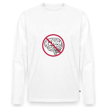 no brain - Men's Premium Organic Long Sleeve Shirt - white - Front - Nico (187cm)