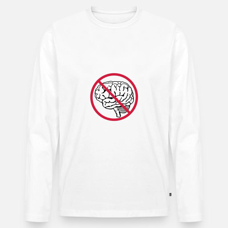 Kein Gehirn - Männer Premium Bio Langarmshirt - Weiß