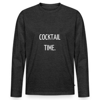 Cocktail-Zeit - Männer Premium Bio Langarmshirt - Anthrazit meliert - Vorne - Nico (187cm)